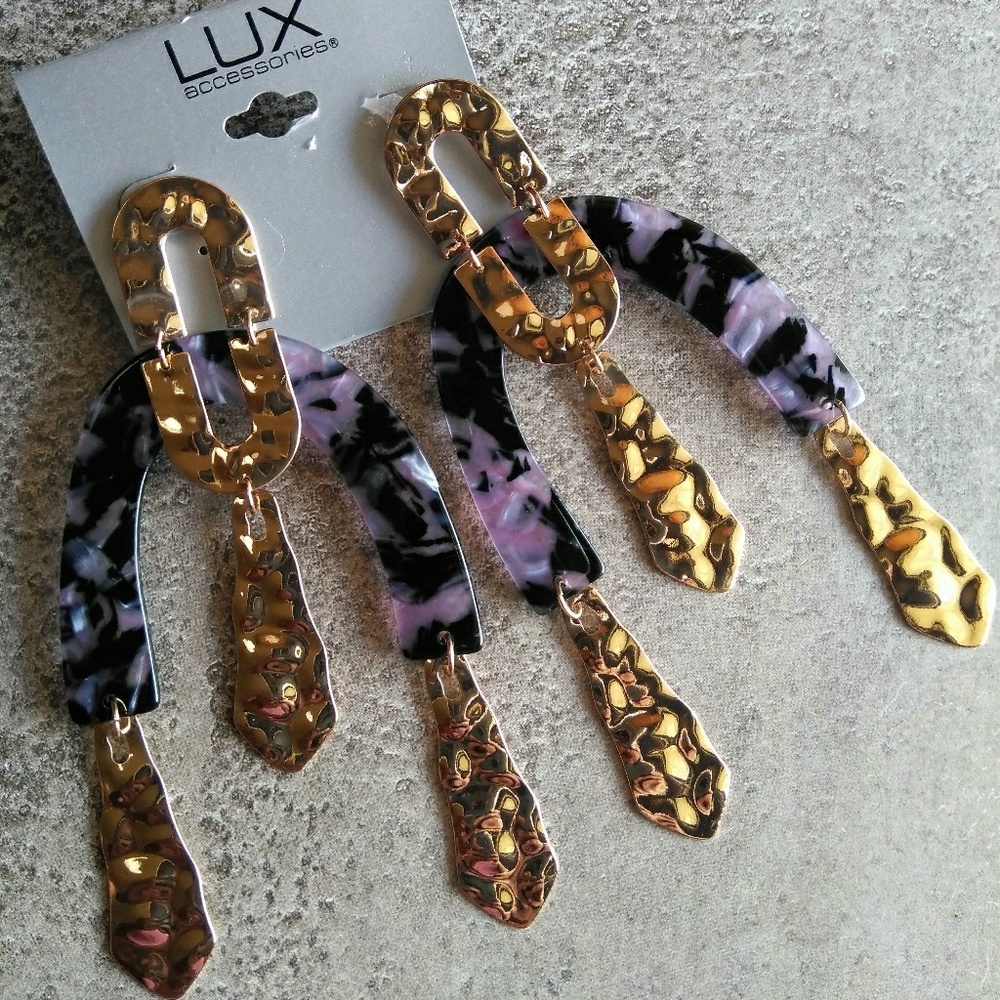 Asos Lux Multicolored Acrylic Goldtone Earrings
